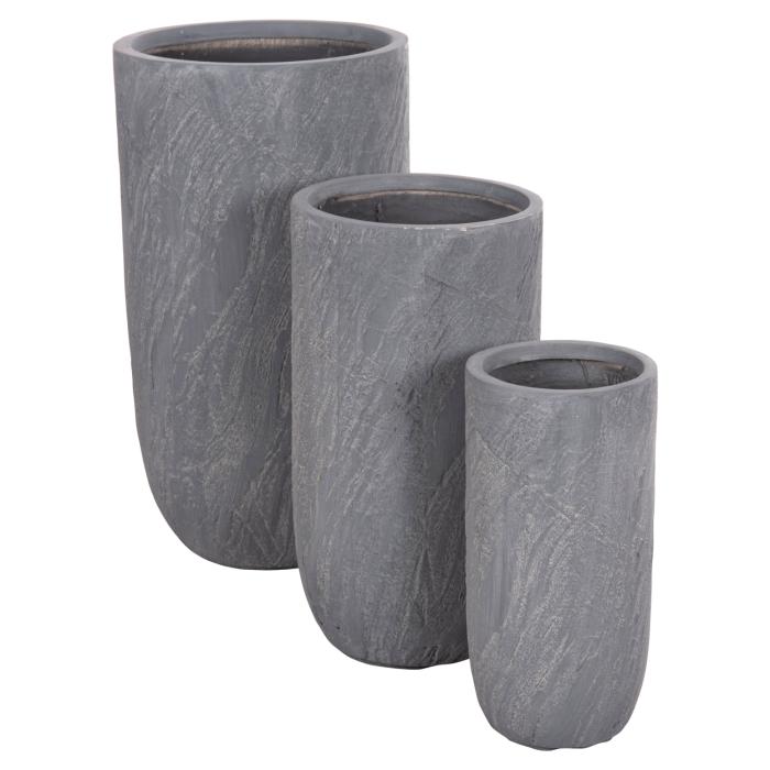 ΣΕΤ 3ΤΜΧ ΓΛΑΣΤΡΕΣ ΚΥΛΙΝΔΡΟΙ ΣΕΙΡΑ GARDENER HM4720 FIBERCLAY-ΧΡΩΜΑ CEMENT Φ44x79Υεκ