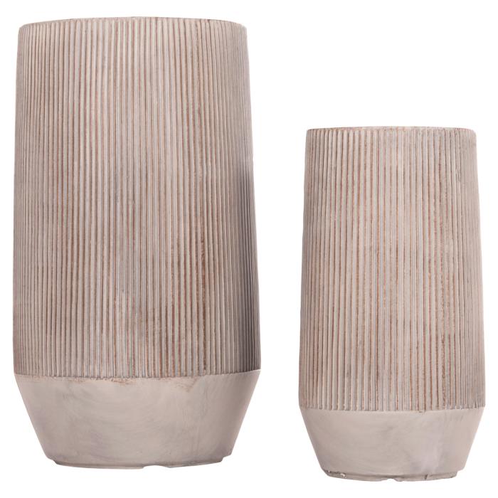 ΣΕΤ 2ΤΜΧ ΓΛΑΣΤΡΕΣ ΚΥΛΙΝΔΡΟΙ ΣΕΙΡΑ GARDENER HM4727 FIBERCLAY-ΧΡΩΜΑ CEMENT Φ35x64Υεκ