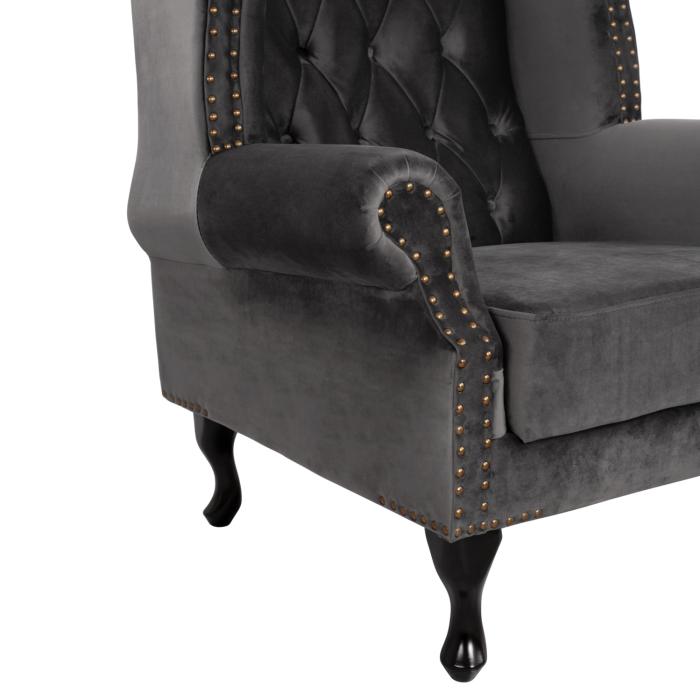 ΠΟΛΥΘΡΟΝΑ-ΜΠΕΡΖΕΡΑ ΓΚΡΙ ΒΕΛΟΥΔΟ T.CHESTERFIELD POLINA 83x75x107Yεκ.HM0053.10