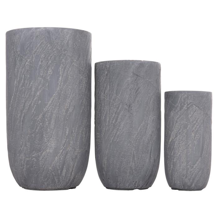 ΣΕΤ 3ΤΜΧ ΓΛΑΣΤΡΕΣ ΚΥΛΙΝΔΡΟΙ ΣΕΙΡΑ GARDENER HM4720 FIBERCLAY-ΧΡΩΜΑ CEMENT Φ44x79Υεκ