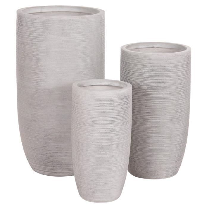 ΣΕΤ 3ΤΜΧ ΓΛΑΣΤΡΕΣ ΚΥΛΙΝΔΡΟΙ ΣΕΙΡΑ GARDENER HM4721 FIBERCLAY-ΧΡΩΜΑ CEMENT Φ42x78Υεκ