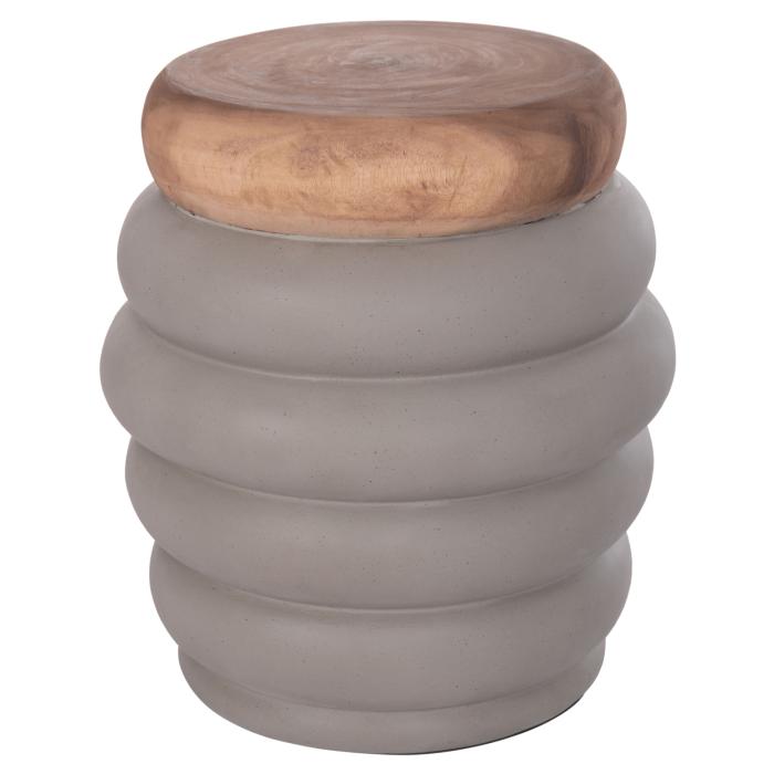 ΤΡΑΠΕΖΙ ΒΟΗΘΗΤΙΚΟ PUFFAT HM18172.03 FIBER CEMENT ΓΚΡΙ- ΞΥΛΟ TEAK TOP Φ45x46Υεκ.