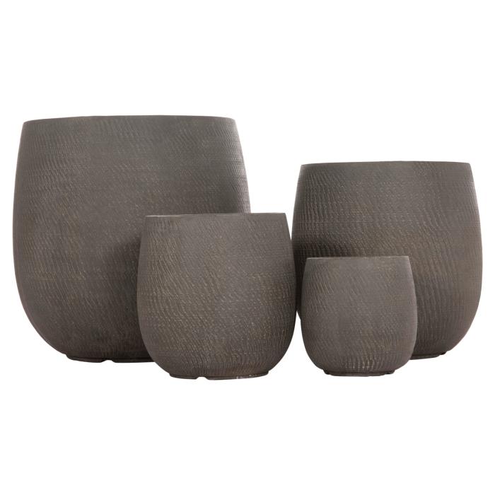 ΣΕΤ 4ΤΜΧ ΓΛΑΣΤΡΕΣ ΣΤΡΟΓΓΥΛΕΣ GARDENER HM4726 FIBERCLAY ΓΚΡΙΖΟΠΡΑΣΙΝΟ Φ52x55Υεκ
