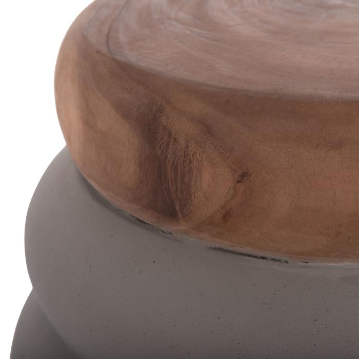 ΤΡΑΠΕΖΙ ΒΟΗΘΗΤΙΚΟ PUFFAT HM18172.03 FIBER CEMENT ΓΚΡΙ- ΞΥΛΟ TEAK TOP Φ45x46Υεκ.
