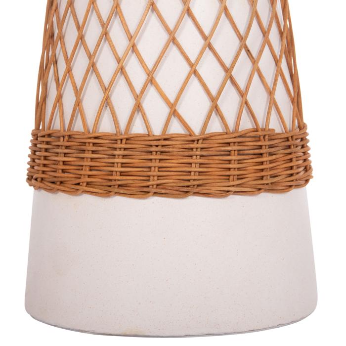 ΒΟΗΘΗΤΙΚΟ ΤΡΑΠΕΖΙ ΣΤΡΟΓΓΥΛΟ DELIA HM18167.02 FIBER CEMENT ΛΕΥΚΟ & RATTAN Φ40x45Υεκ