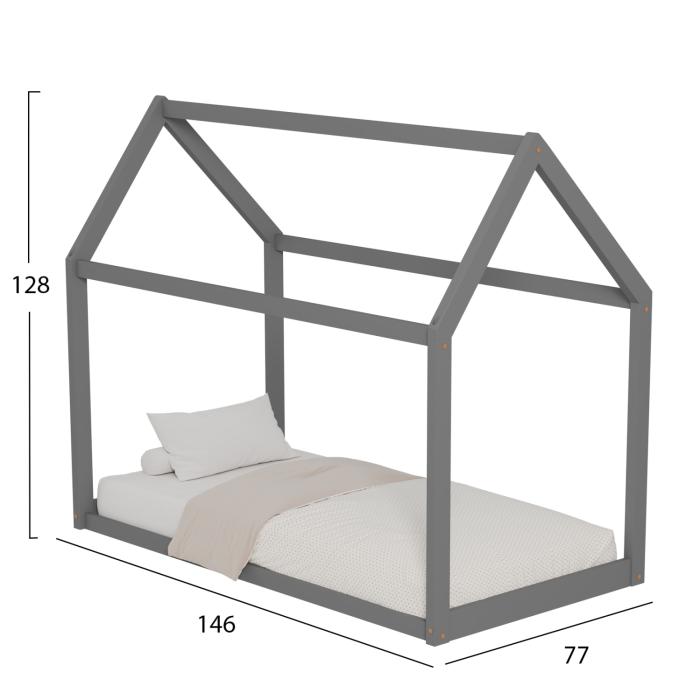 ΚΡΕΒΑΤΙ ΠΑΙΔΙΚΟ PEPE HM678.05 τ.MONTESSORI ΞΥΛΟ ΠΕΥΚΟ ΓΚΡΙ- 140x70εκ