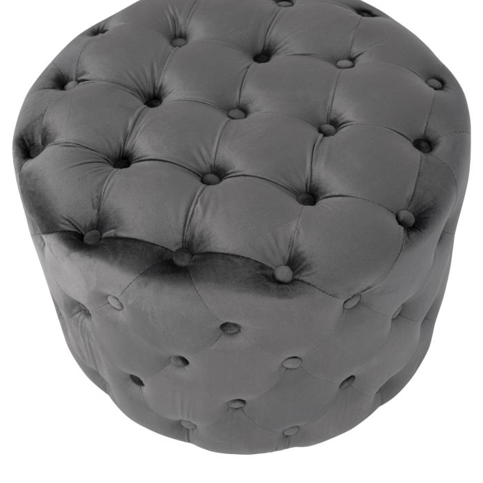 ΣΚΑΜΠΟ KASSIE  ΓΚΡΙ ΒΕΛΟΥΔΟ ΤΥΠΟΥ CHESTERFIELD HM8406.01 Φ60x43Υ εκ.