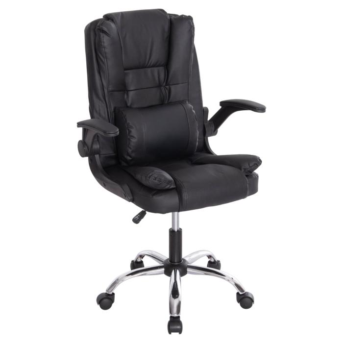 ΚΑΡΕΚΛΑ ΓΡΑΦΕΙΟΥ CANAN HM1201 ΜΑΥΡO PVC-ΜΑΥΡΟ NYLON-ΒΑΣΗ ΧΡΩΜΙΟΥ 66x61x105Υεκ.