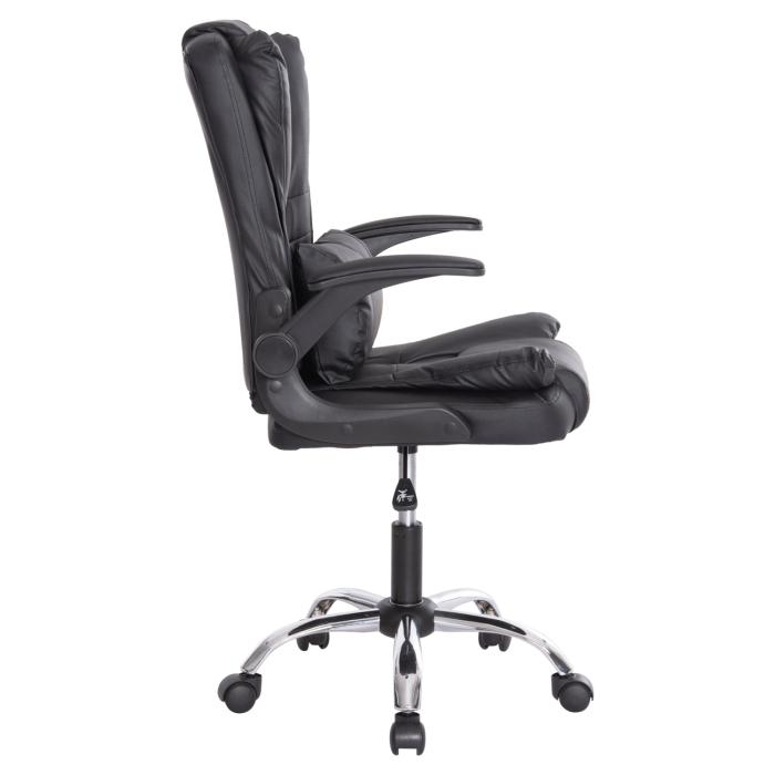 ΚΑΡΕΚΛΑ ΓΡΑΦΕΙΟΥ CANAN HM1201 ΜΑΥΡO PVC-ΜΑΥΡΟ NYLON-ΒΑΣΗ ΧΡΩΜΙΟΥ 66x61x105Υεκ.