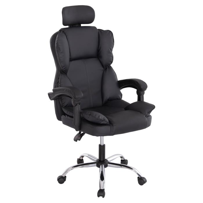 ΚΑΡΕΚΛΑ ΓΡΑΦΕΙΟΥ OCTAVIUS HM1202 ΜΑΥΡΟ PVC & NYLON-ΜΕΤΑΛ.ΧΡΩΜΙΟ ΒΑΣΗ 63x73x129Υεκ