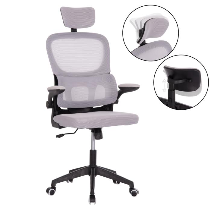 ΚΑΡΕΚΛΑ ΓΡΑΦΕΙΟΥ BASTON HM18236.02 ΓΚΡΙ MESH & ΜΑΥΡΟ PP ΣΚΕΛΕΤΟΣ 64x60x127Υεκ.