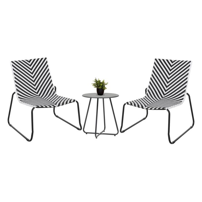 ΣΕΤ LOUNGE 3TMX ΕΞ.ΧΩΡΟΥ PONY HM21193 ΜΕΤΑΛΛΟ ΣΕ ΓΚΡΙ--ΣΥΝΘ.RATTAN ΣΕ ΛΕΥΚΟ-ΜΑΥΡΟ