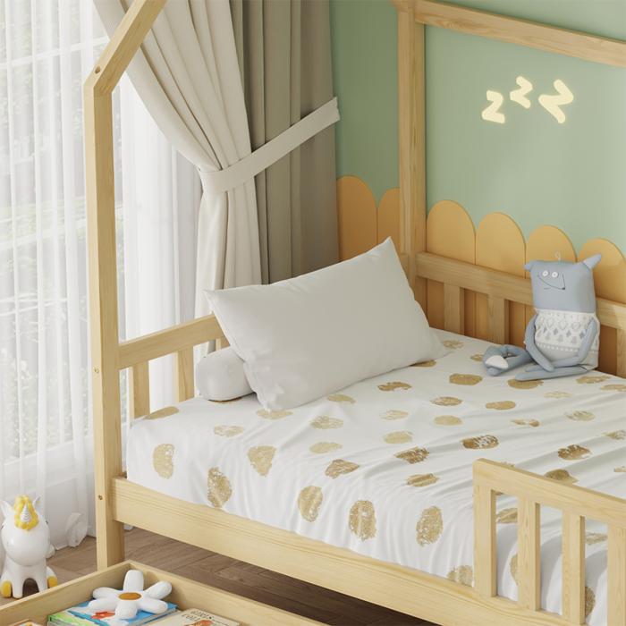 ΚΡΕΒΑΤΙ ΠΑΙΔΙΚΟ ΜΕ ΣΥΡΤΑΡΙΑ PHYLLIS HM724.01 τ.MONTESSORI ΦΥΣΙΚΟ 196x97x161Υεκ.