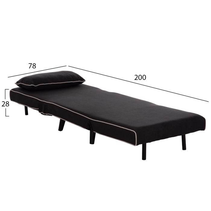 ΠΟΛΥΘΡΟΝΑ ΚΡΕΒΑΤΙ BRAXTON HM8425.03 ΜΑΥΡΟ ΥΦΑΣΜΑ 78x88x78Υεκ.
