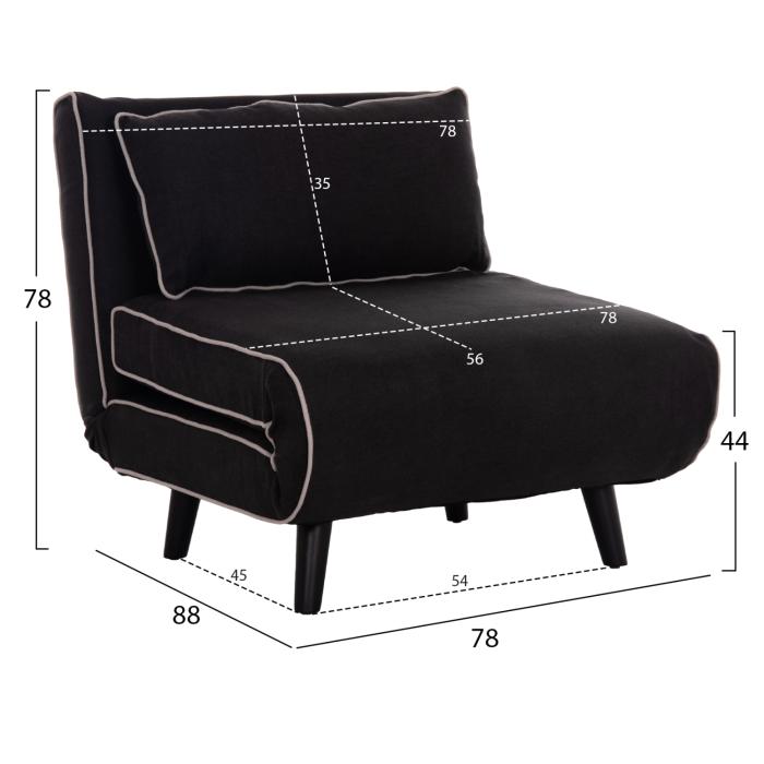 ΠΟΛΥΘΡΟΝΑ ΚΡΕΒΑΤΙ BRAXTON HM8425.03 ΜΑΥΡΟ ΥΦΑΣΜΑ 78x88x78Υεκ.