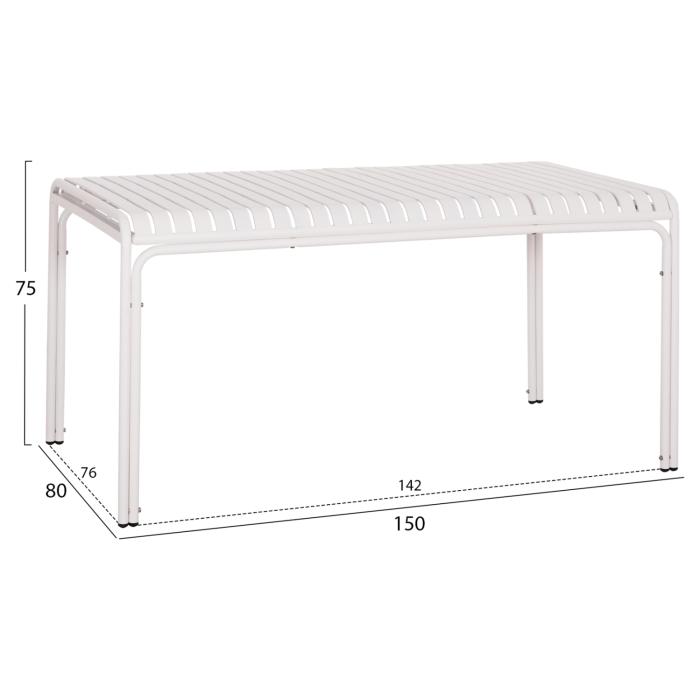 ΤΡΑΠΕΖΙ ΑΛΟΥΜΙΝΙΟΥ RACHEL HM6339.02 ΛΕΥΚΟ 150x80x75Υεκ.