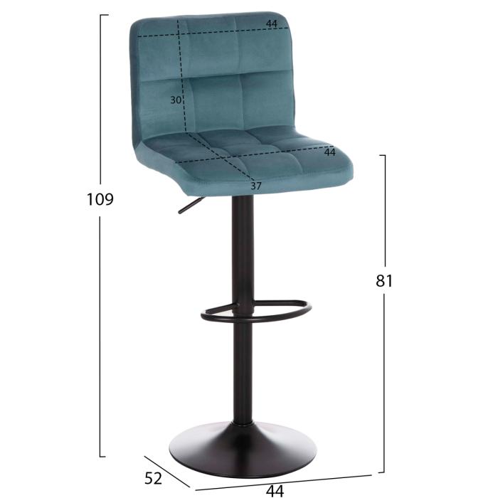 ΣΚΑΜΠΩ ΜΠΑΡ DIANA HM202.18 ΒΕΛΟΥΔΟ ΤΙΡΚΟΥΑΖ & ΜΑΥΡΟ ΜΑΤ ΣΚΕΛΕΤΟ 44x52x109Υεκ