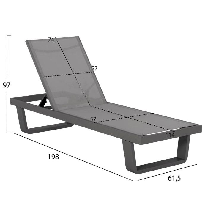 ΞΑΠΛΩΣΤΡΑ ΑΛΟΥΜΙΝΙΟΥ ΜΕ ΥΦΑΣΜΑ TESLIN RICKON HM6292.01 ΣΕ ΓΚΡΙ 198x61,5x97Υεκ.