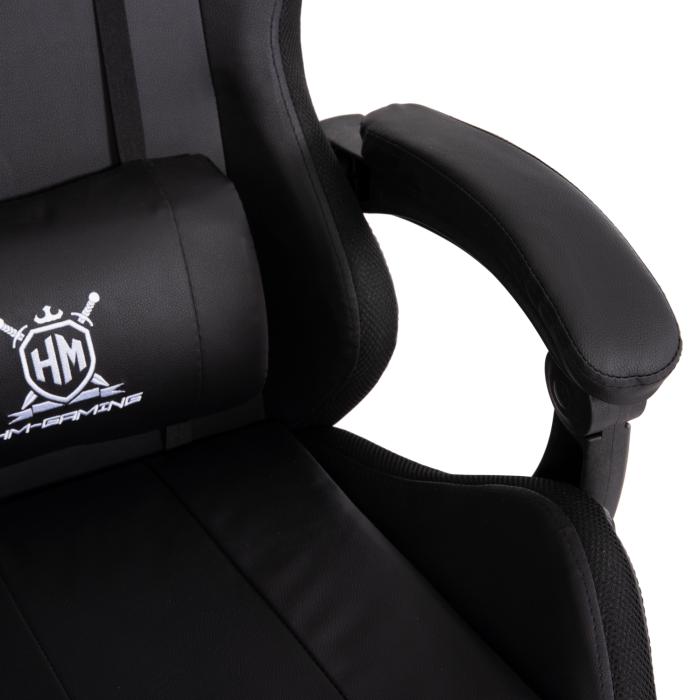 ΠΟΛΥΘΡΟΝΑ GAMING DARREN HM1203.04 ΜΑΥΡΟ-ΛΕΥΚΟ PVC & NYLON 58.5x100x120Υεκ.