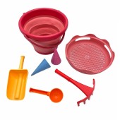 COMPACTOYS 7 in 1 Sand Toys, Κουβαδάκι &amp;amp;amp;amp;amp;amp;amp;amp; Παιχνίδια για Άμμο 7τμχ - Ροζ - pigibebe.gr