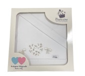 Σετ σεντόνια λίκνου 3 τεμ.Coccolissimi με Λάστιχο 181 Beige Flower Heart (70x100)