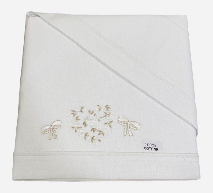 Σετ σεντόνια λίκνου 3 τεμ.Coccolissimi με Λάστιχο 181 Beige Flower Heart (70x100)