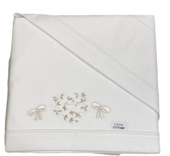 Σετ σεντόνια λίκνου 3 τεμ.Coccolissimi με Λάστιχο 181 Beige Flower Heart (70x100)
