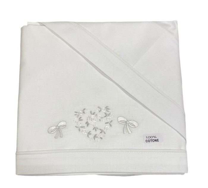Σετ σεντόνια λίκνου 3 τεμ.Coccolissimi με Λάστιχο 181 Beige Flower Heart (70x100)