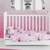 Dimcol Σετ Σεντόνια Λίκνου 3τμχ 80x110 - Pink Flamingo 169 - pigibebe.gr