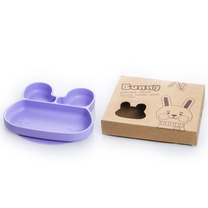 Babywise Πιάτο Σιλικόνης Με Βεντούζα και Χώρισμα Rabbit Shaped Μωβ