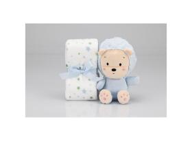 Interbaby Λούτρινο Lion &amp; Κουβέρτα Αγκαλιάς 80X110 Blue