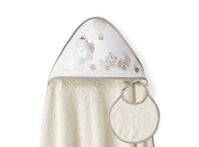 Interbaby Jirafa Bicicleta Μπουρνούζι Κάπα &amp; Σαλιάρα Beige