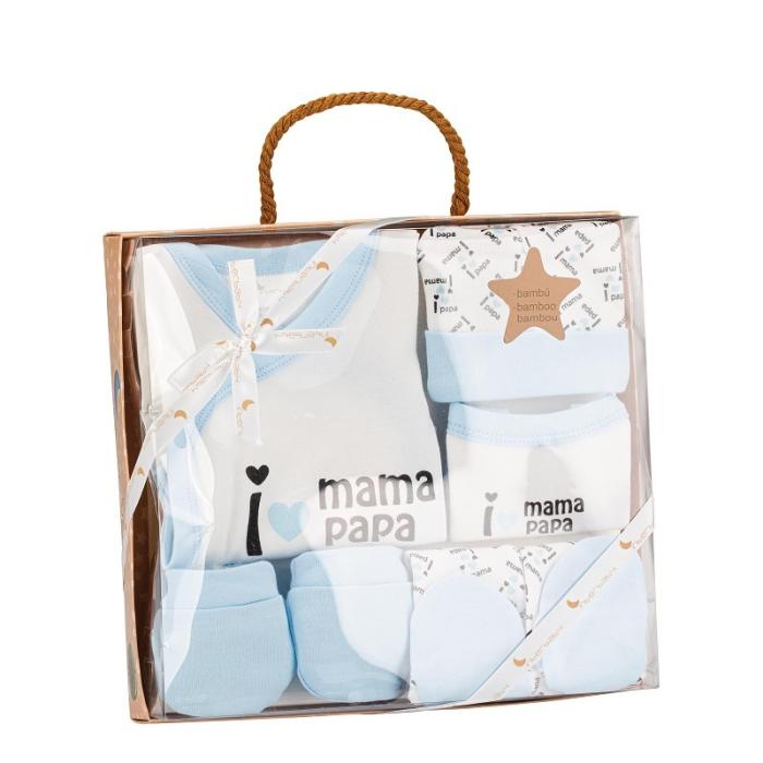 Interbaby I Love Mama-Papa Σετ Δώρου 4 τμχ (0-6 μηνών) Blue