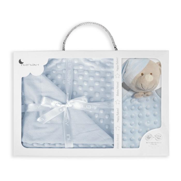 Interbaby Bear Κουβέρτα Αγκαλιάς 80X110 &amp; Dou Dou Blue