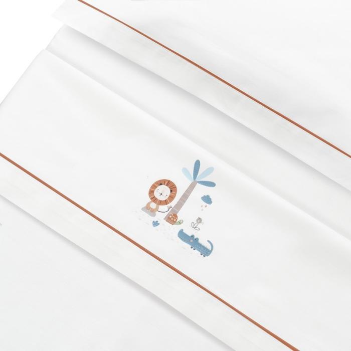 Interbaby Leon Σεντόνια Λlκνου 50×80 Σετ 3 Τεμ White/Orange