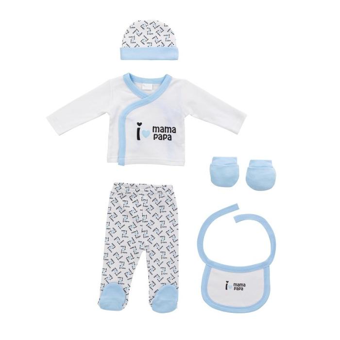 Interbaby I Love Mama-Papa Σετ Δώρου 4 τμχ (0-6 μηνών) Blue