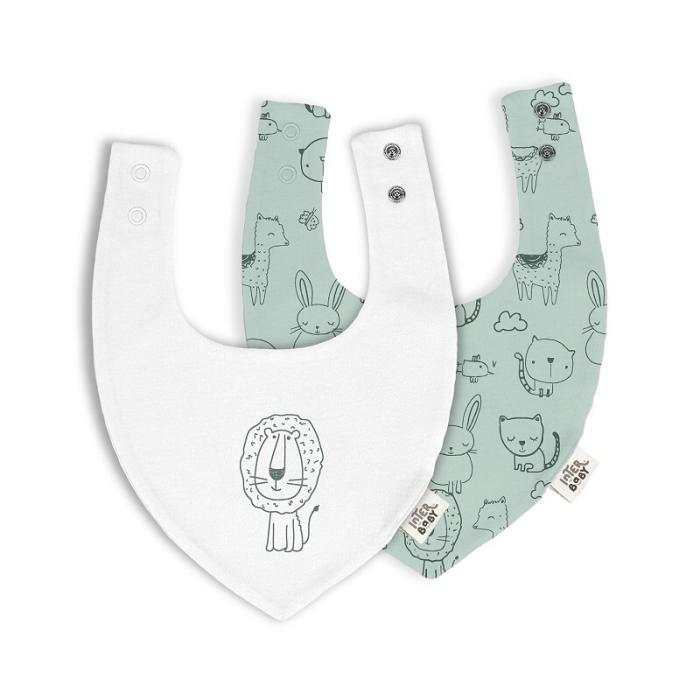 Interbaby Σαλιάρα Bandana Σετ 2 Τεμ Animalitos Green