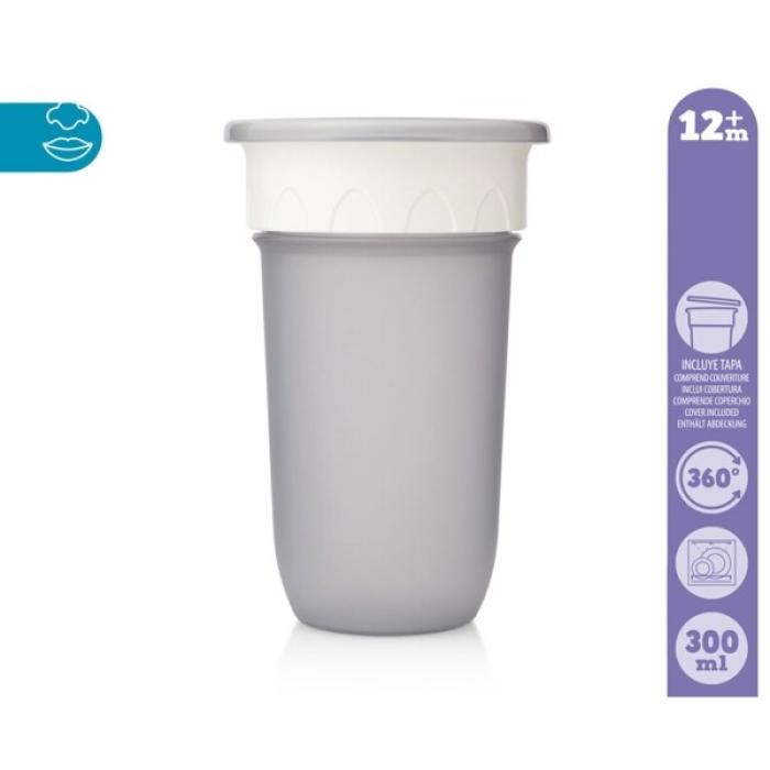 Ποτηράκι Εκπαιδευτικό 360°- 300ML Grey 3ο Βήμα +12Μ