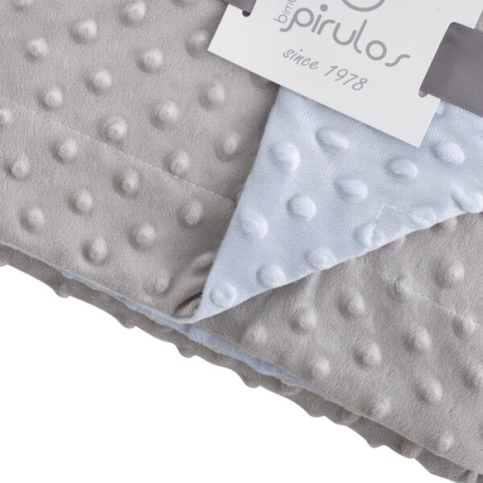 Κουβέρτα Microfiber Dots Σιέλ/Γκρι  80x110εκ.