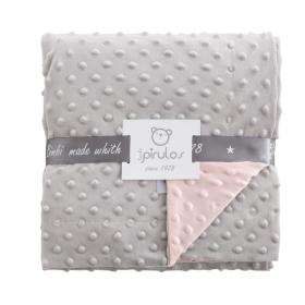 Κουβέρτα Minky Microfiber Ροζ/Γκρι 80x110εκ.