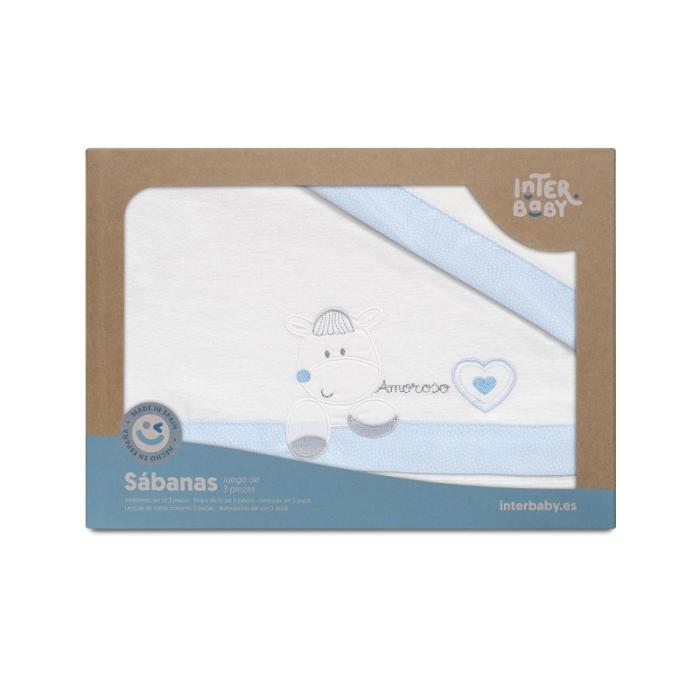 Interbaby Amoroso Set Σεντόνια Φανέλα White/Blue