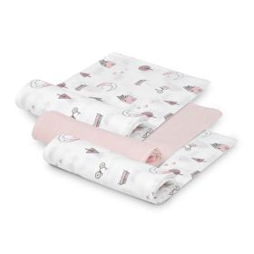 Interbaby Πάνες Αγκαλιάς Bear Bamboo 55&amp;#215;70 Σετ 3 Τεμ Pink