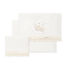 Interbaby Oso Luna Σεντόνια Λlκνου 50×80 Σετ 3 Τεμ White Beige