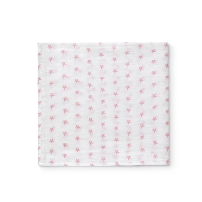 Interbaby Πάνα Αγκαλιάς Μουσελίνας Estrellas White Pink 120x120cm