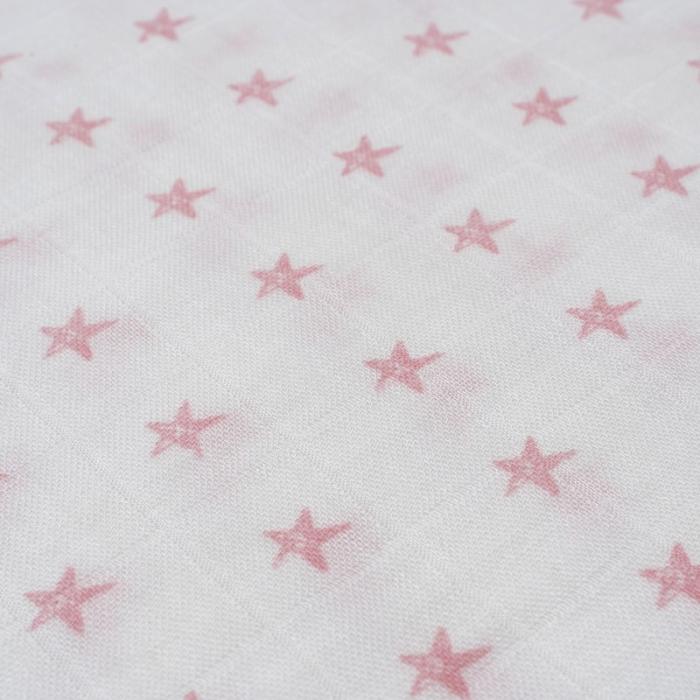 Interbaby Πάνα Αγκαλιάς Μουσελίνας Estrellas White Pink 120x120cm