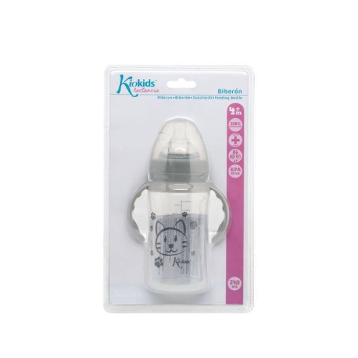 Μπιμπερό με λαβές Γκρι Γατάκι 240ml 4+M