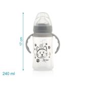 Μπιμπερό με λαβές Γκρι Γατάκι 240ml 4+M