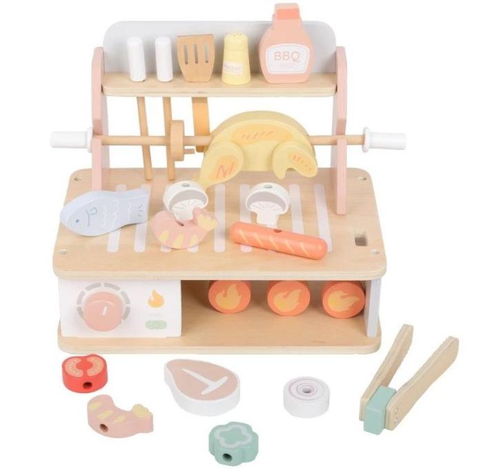 EliNeli Montessori Ξύλινη ψησταριά για παιδιά με αξεσουάρ – Set BBQ
