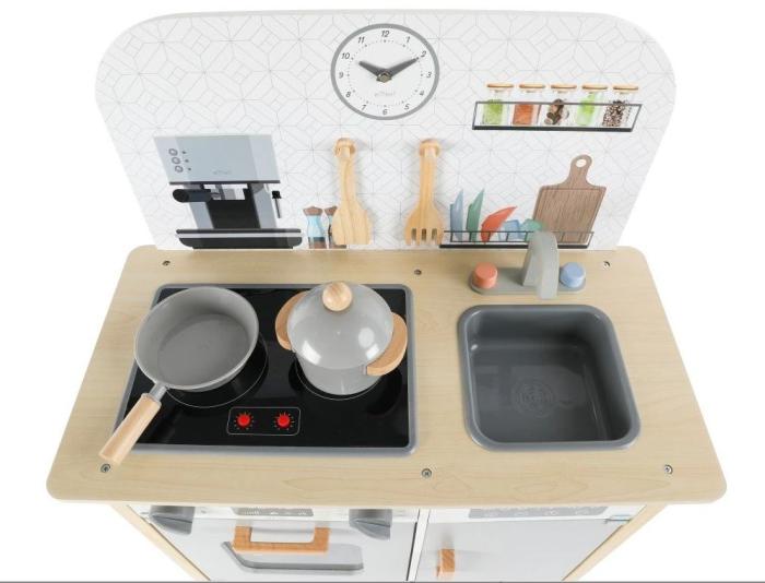 Eli Neli Montessori Kitchen Ξύλινη Παιδική Κουζίνα Mε Eκτεταμένα αξεσουάρ + Δώρο Ποδιά Κουζίνας