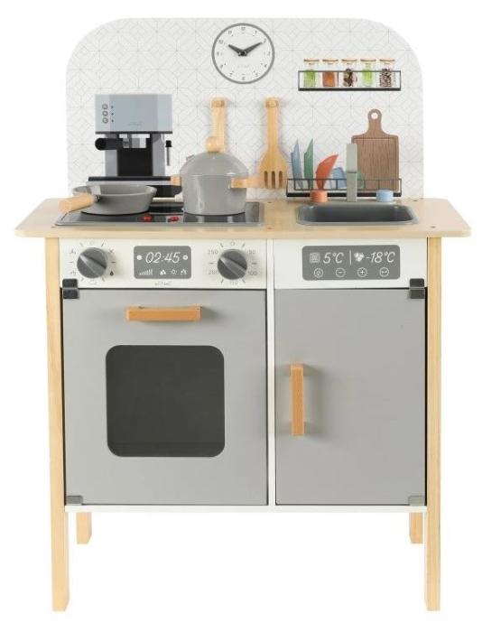 Eli Neli Montessori Kitchen Ξύλινη Παιδική Κουζίνα Mε Eκτεταμένα αξεσουάρ + Δώρο Ποδιά Κουζίνας